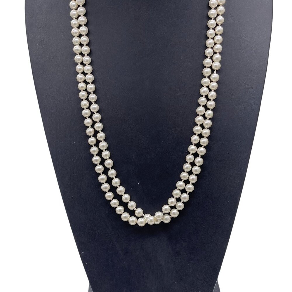 Faux Pearl Beaded One Long Strand Necklace Party Elegant Fashion Minimalist - Picture 2 of 5